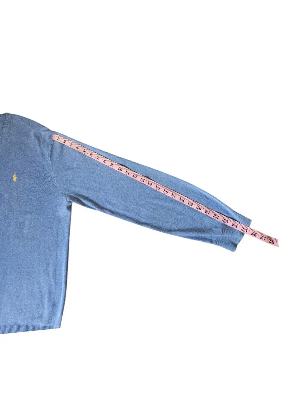 Polo Ralph Lauren Light Blue V-Neck Sweater Men's Large Cotton READ